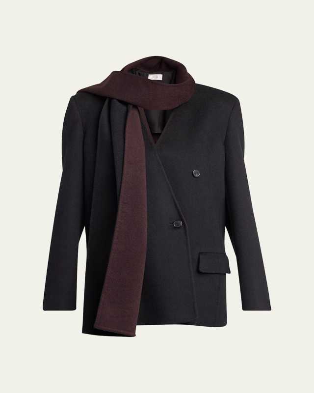 Calitra Cashmere Double-Breasted Scarf Jacket